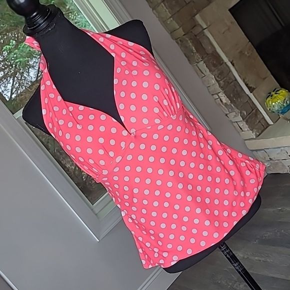 Catalina Other - Catalina Pink with White Polka-dots Swim Top